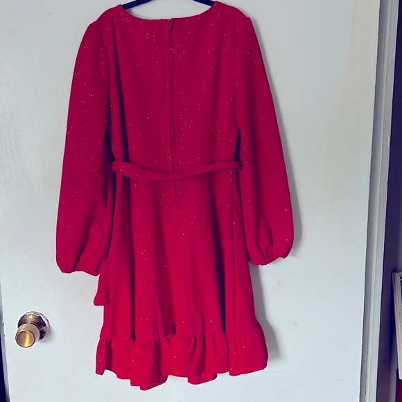 Red Sparkle (silver) Girls Dress- sz 7 - Picture 2 of 3